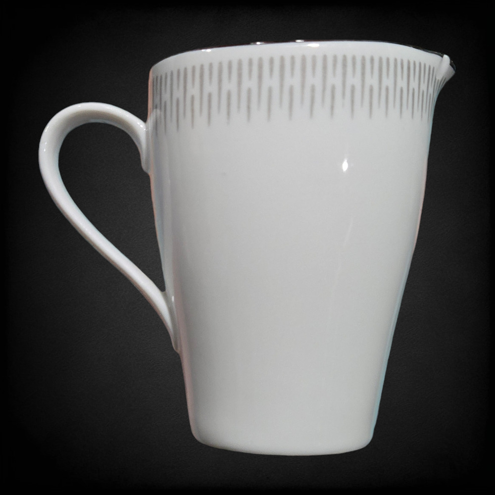 Vintage Mikasa Spectrum 5504 Japan Porcelain Silver Trim Milk Pour Creamer Dish